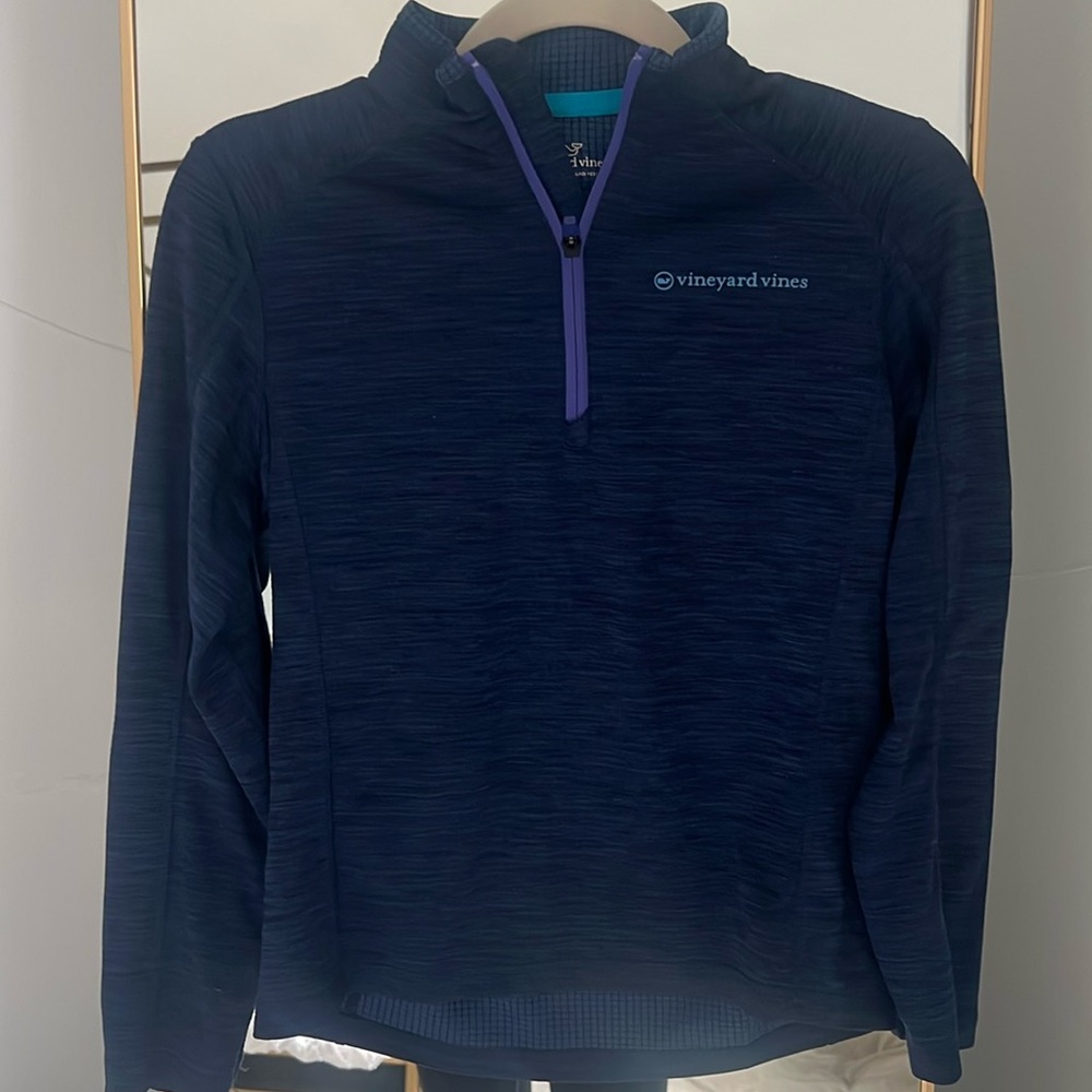 Vineyard Vines pullover navy with purple zipper